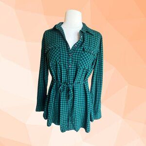 Isabel Green & Black Checkered Flannel Shirt – Size M